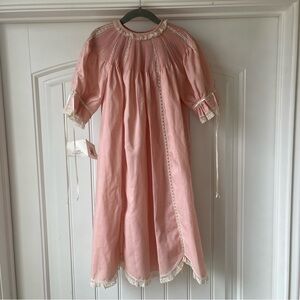 Hand Smocked Embroidered Dress Girls Size 8 Pink Lace Frilly Coquette NWT